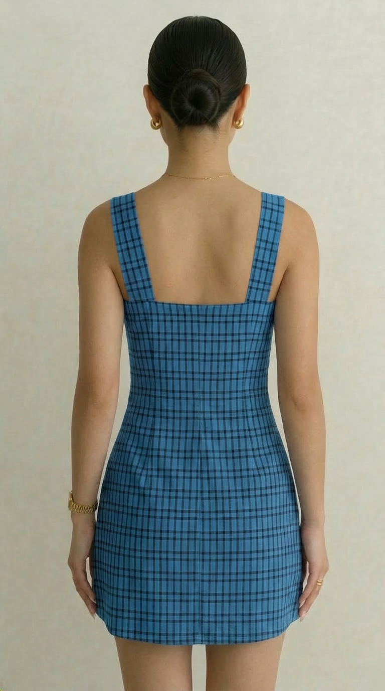 BLUE CRUSH CHECK DRESS