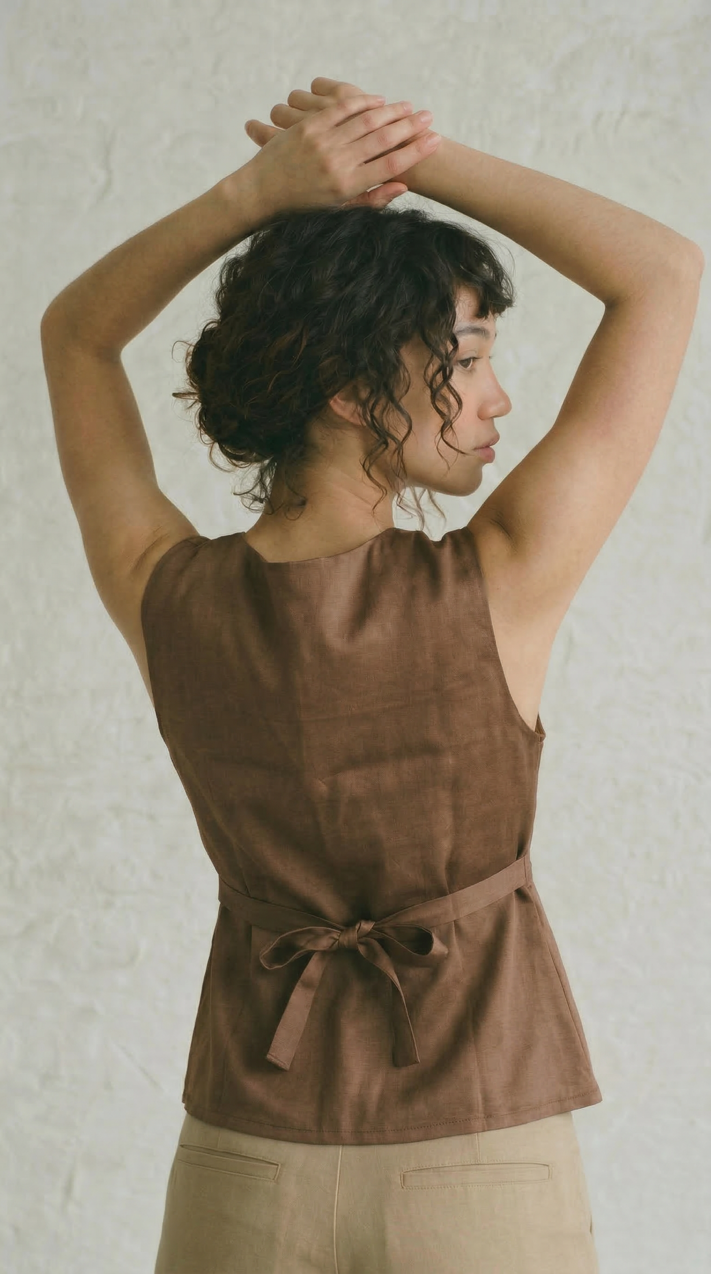 Silken cocoa satin top