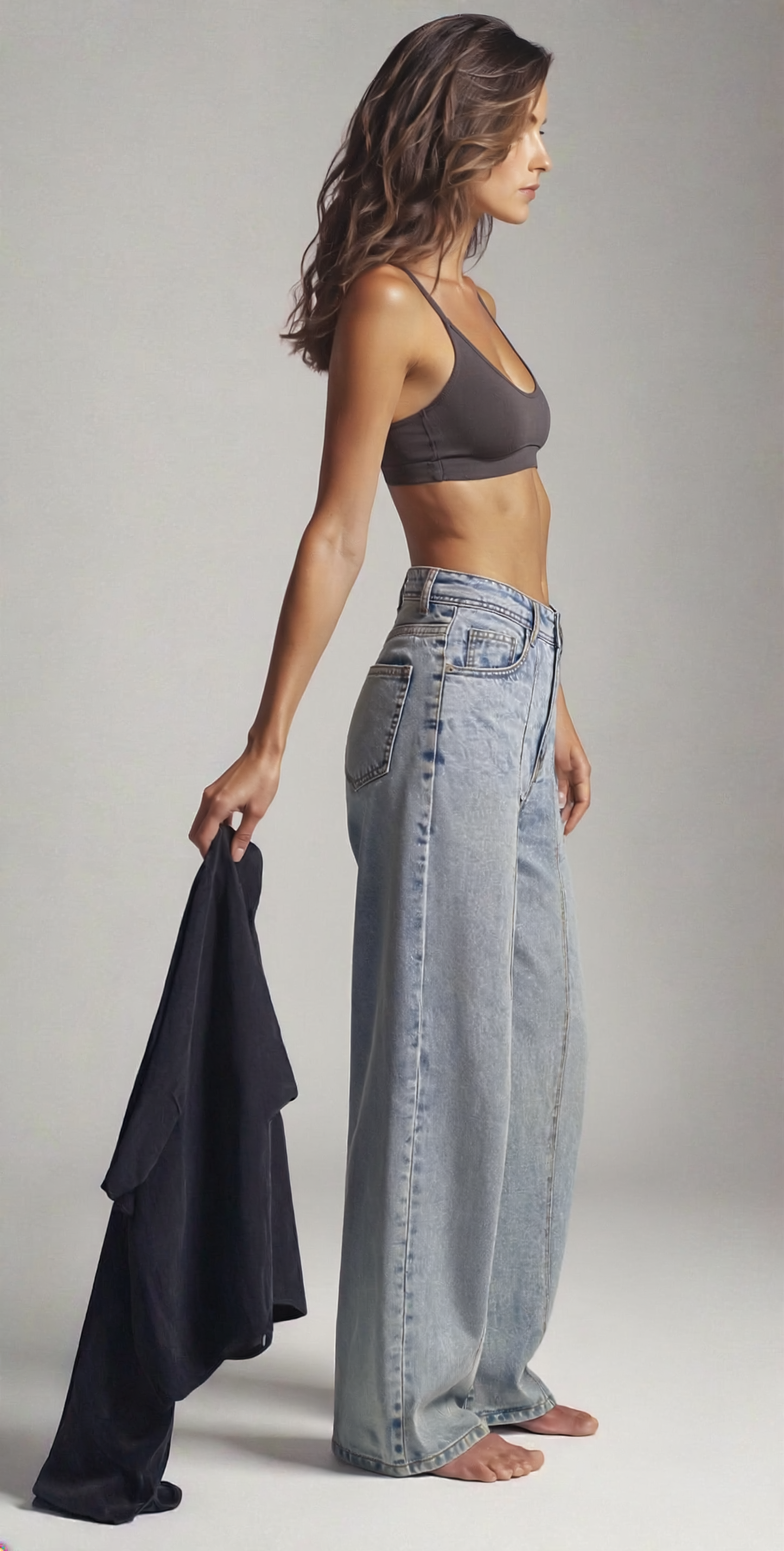 Detailed stitch straight fit denim’s