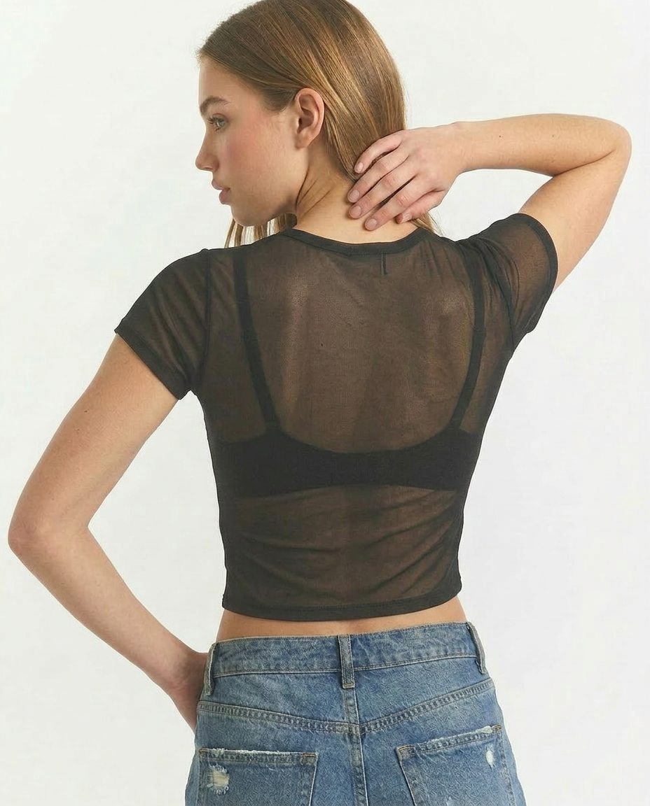 BLACK MESH TOP