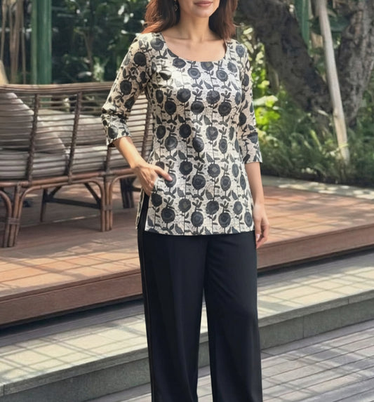 Kalamkari deep back kurti