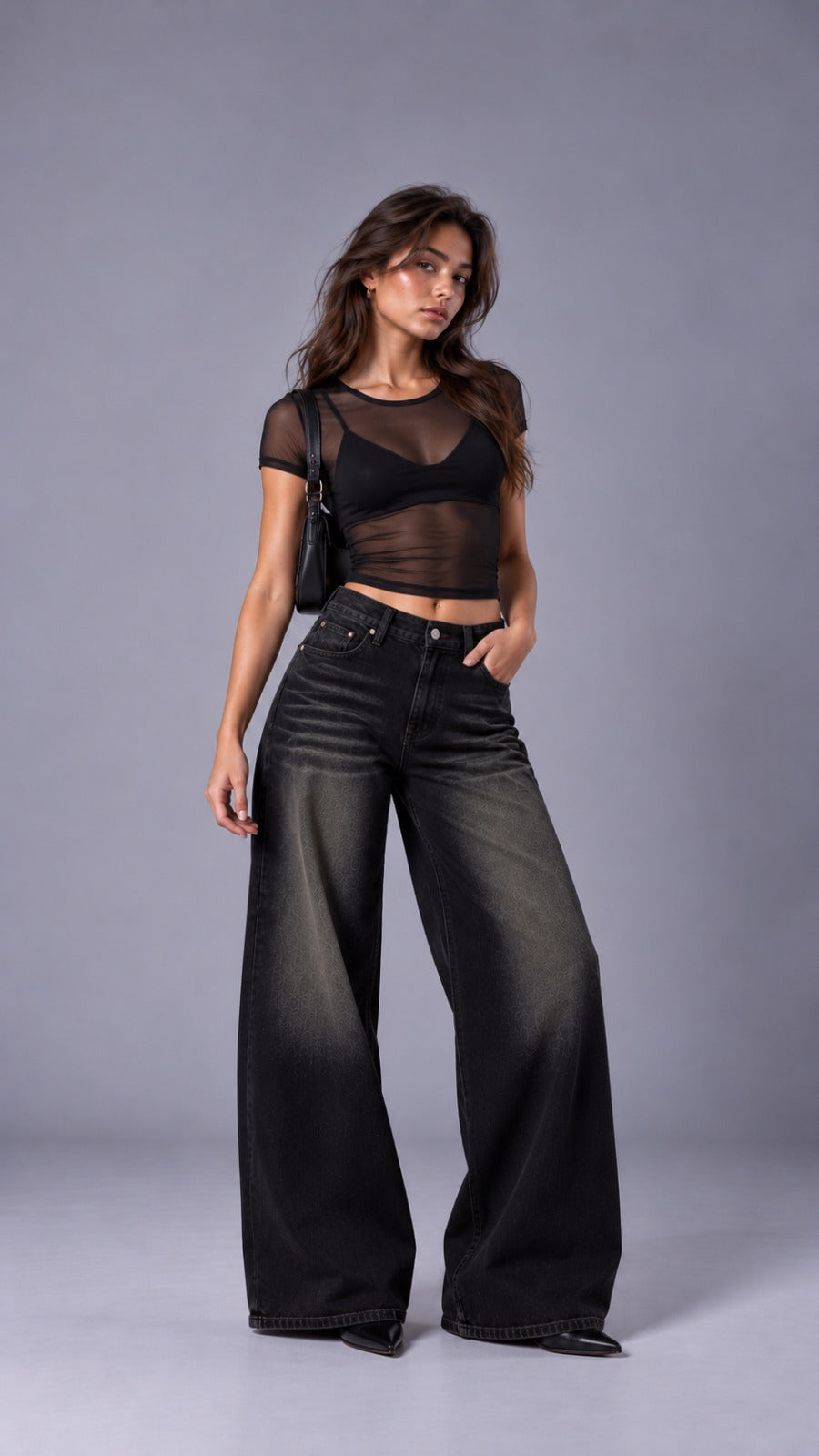BLACK MESH TOP