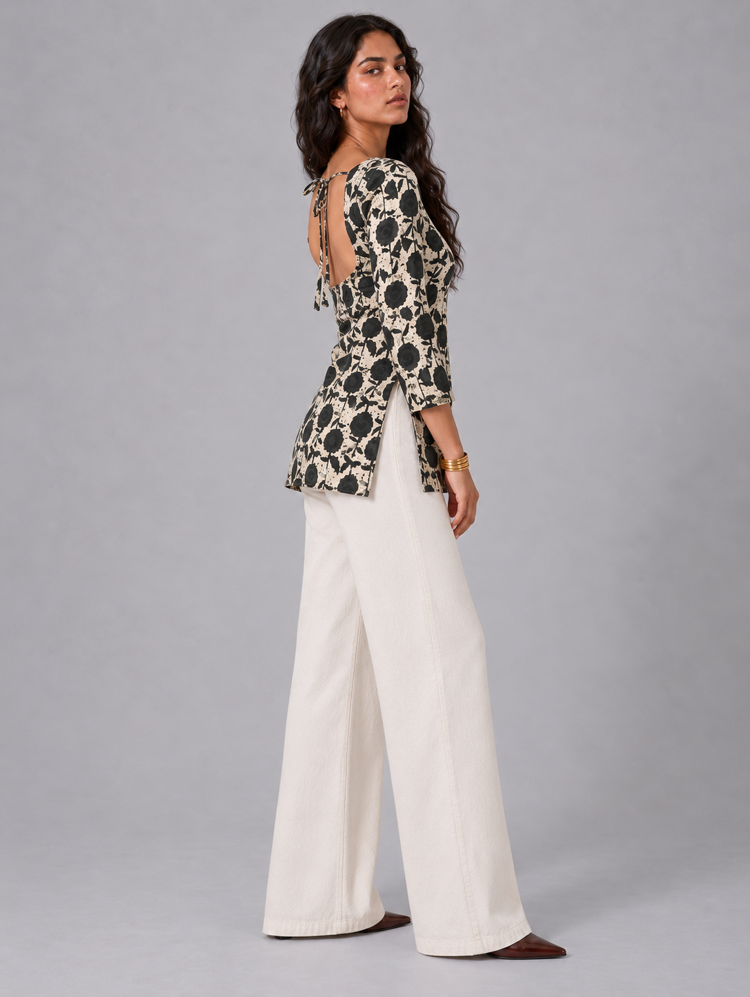 Kalamkari deep back kurti